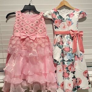 Pink and Floral Kids Dresses Set